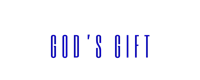 god's gift logo on a black background