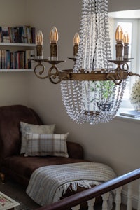 a chandelier in a living room